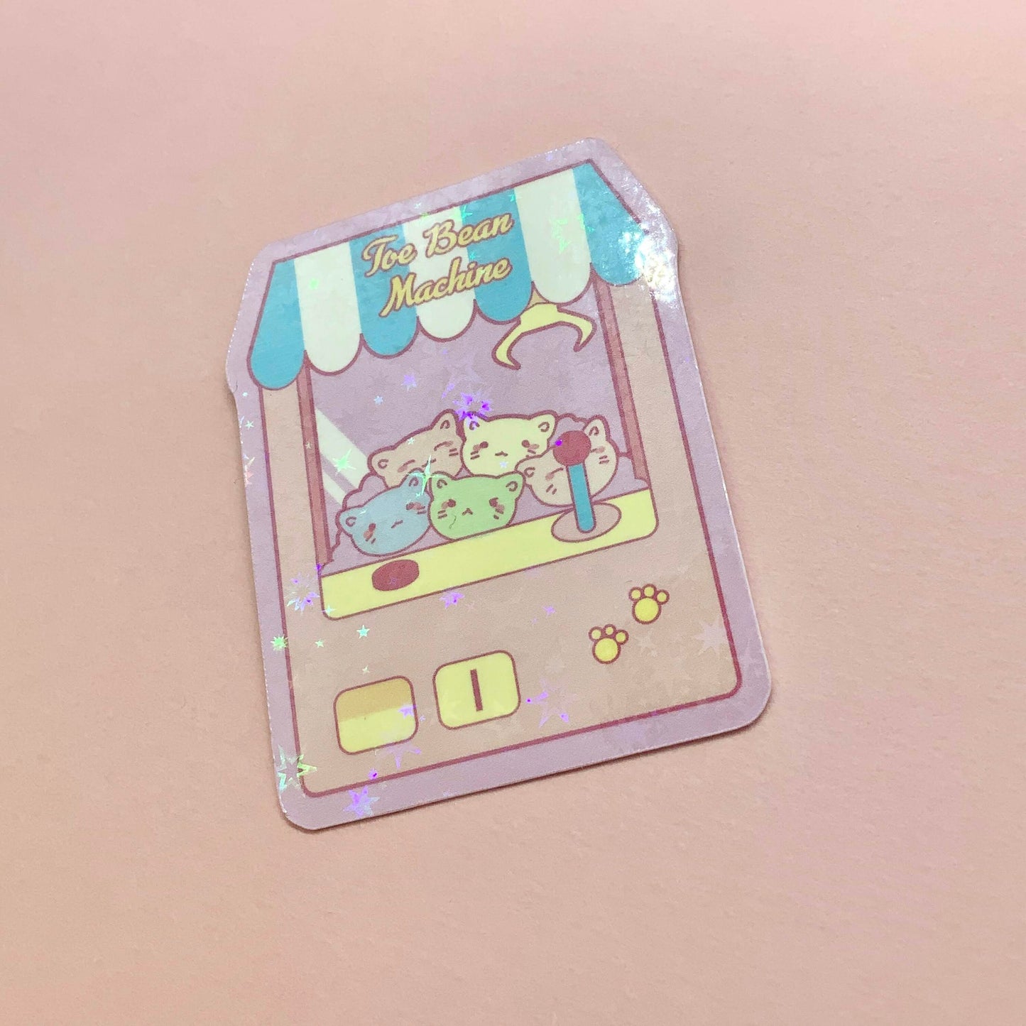 Kitty Claw Machine Arcade ~ Holographic Waterproof Die Cut Sticker ~ Tawny Illustrations
