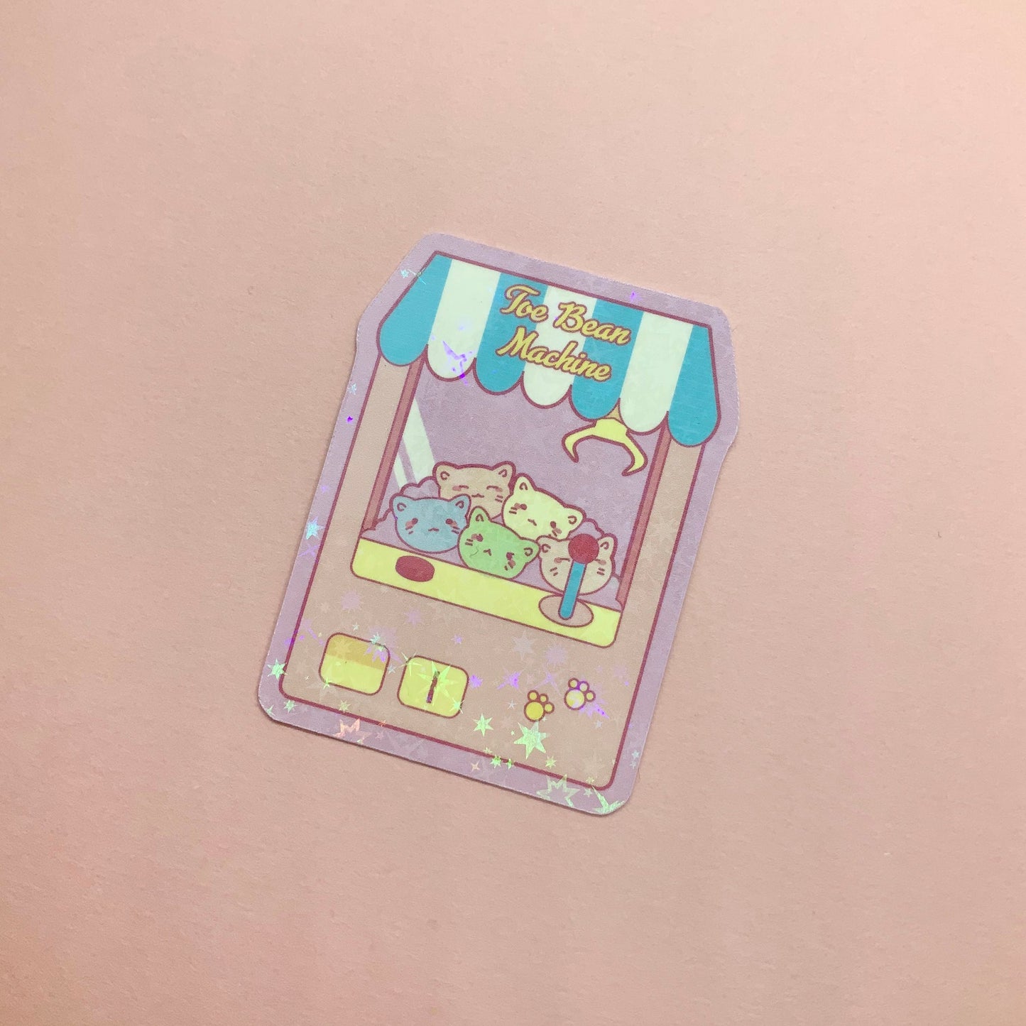 Kitty Claw Machine Arcade ~ Holographic Waterproof Die Cut Sticker ~ Tawny Illustrations