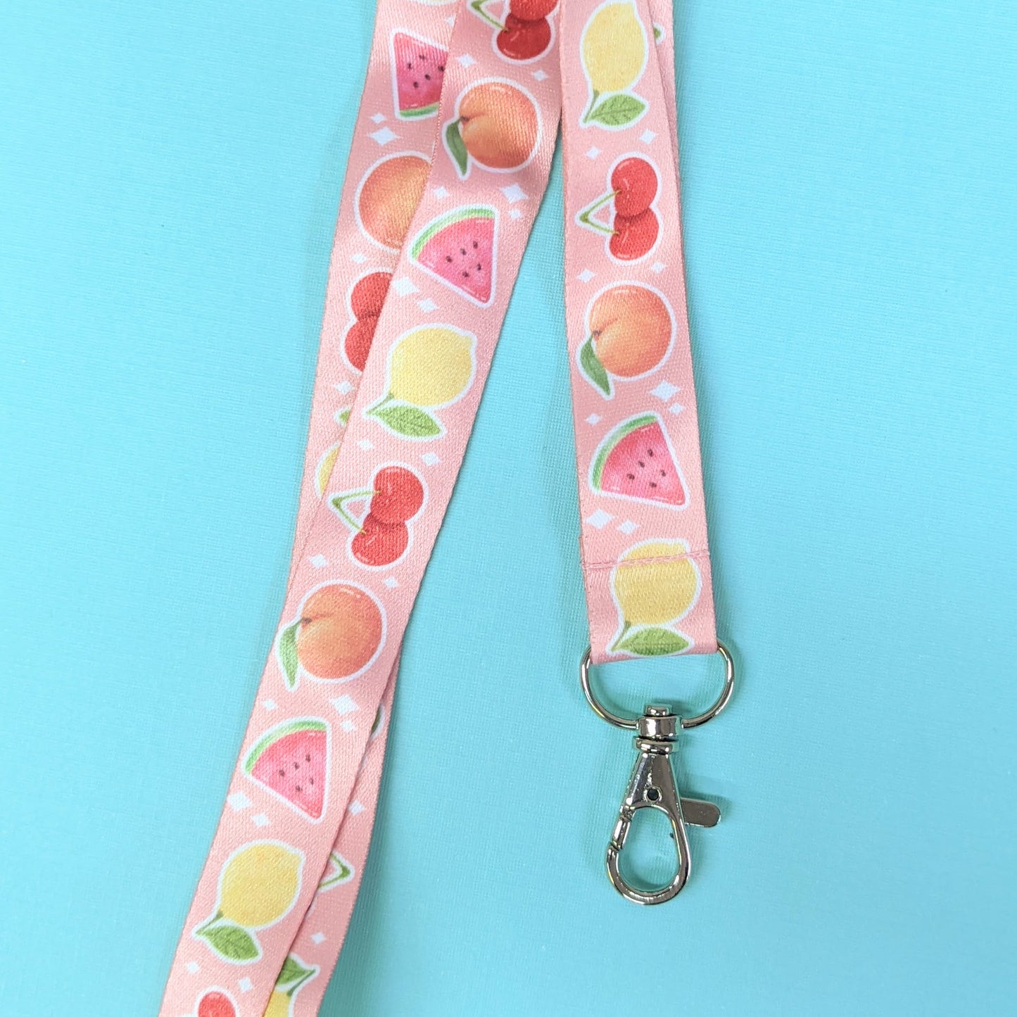 Pink Fruit Lanyard with Silver Lobster Clasp | Cute Lanyard | Cute Key Holder